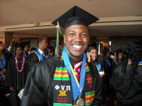 Click to show details - 10s - 3 student smiling in cap and gown